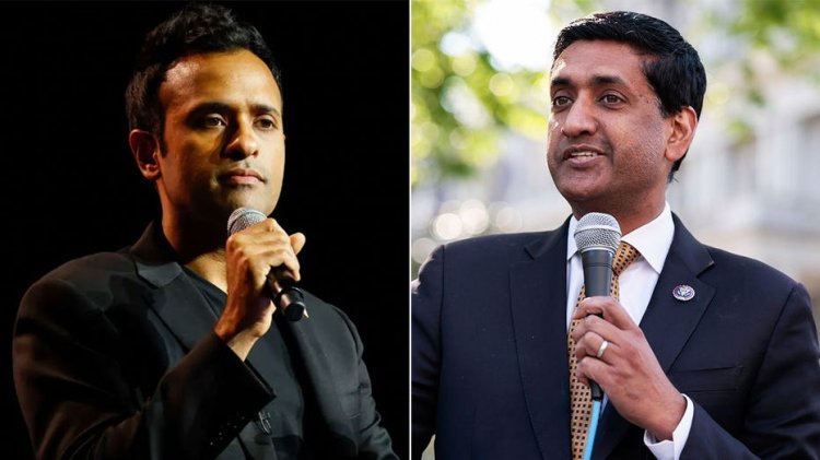 Vivek Ramaswamy, Demokrat Temsilcisi Ro Khanna New Hampshire'da tartışıyor