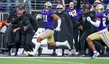 Washington defans oyuncusu, kafa karıştırıcı oyunda muhtemel touchdown üzerine topu kale çizgisinden önce düşürüyor