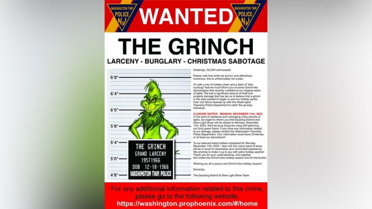 'Grinch' New Jersey topluluğunda Noel ışık gösterisini geçici olarak kapanmaya zorladığı için aranıyordu