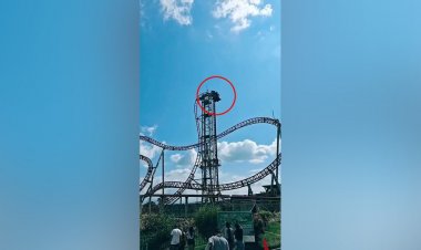 30 metre yükseklikte sıkışıp kalan hız treni sürücüleri bozuldu: video
