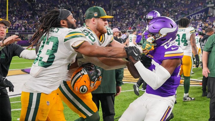 Packers'tan Aaron Jones, Vikings'le maç sonrası kavga sırasında yüzüne vurdu
