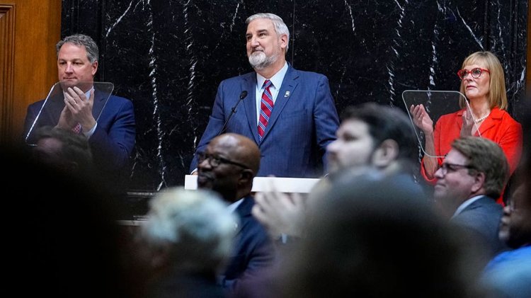 Indiana Valisi Holcomb, son eyalet konuşmasında güçlü üretim ve sağlık girişimlerini duyurdu